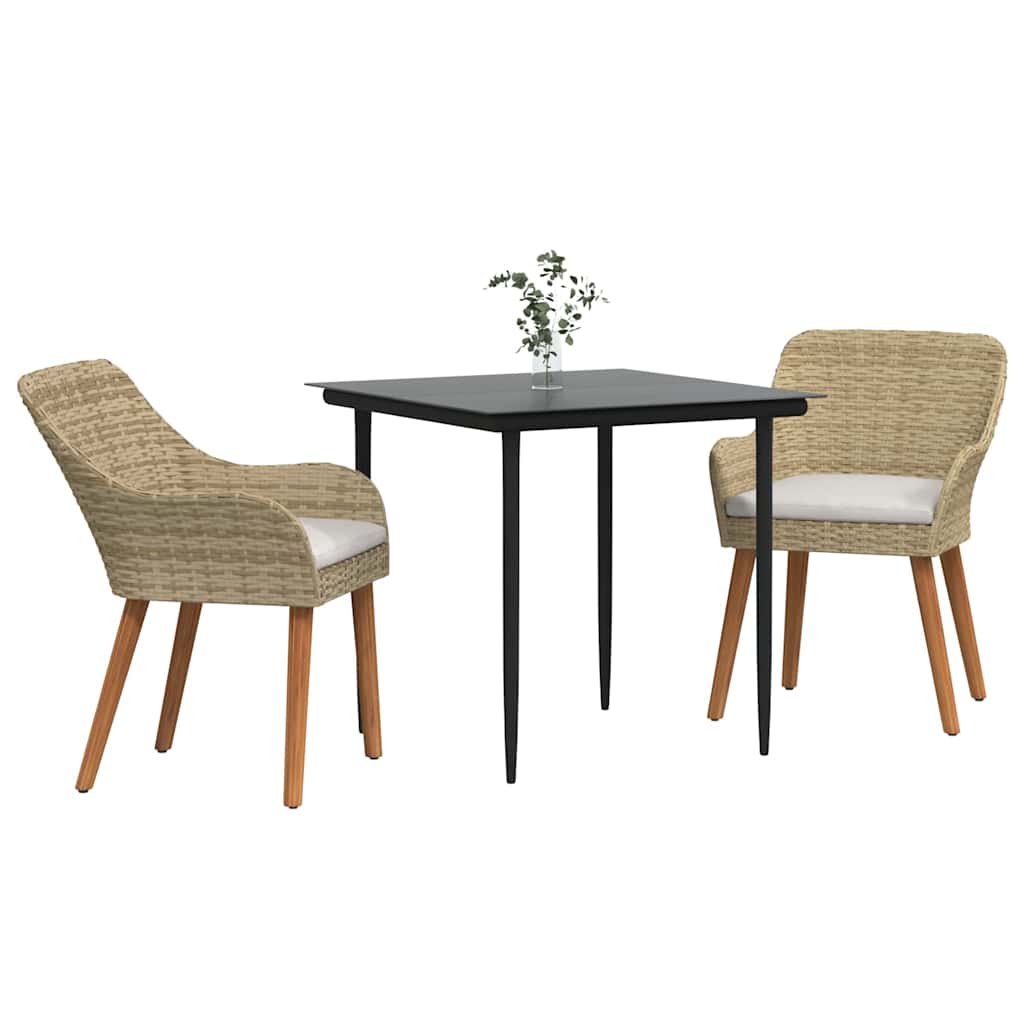 Conjunto de Comedor de Jardín 3 pcs Beige ratán sintético