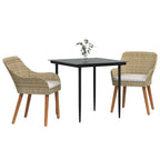 Conjunto de Comedor de Jardín 3 pcs Beige ratán sintético