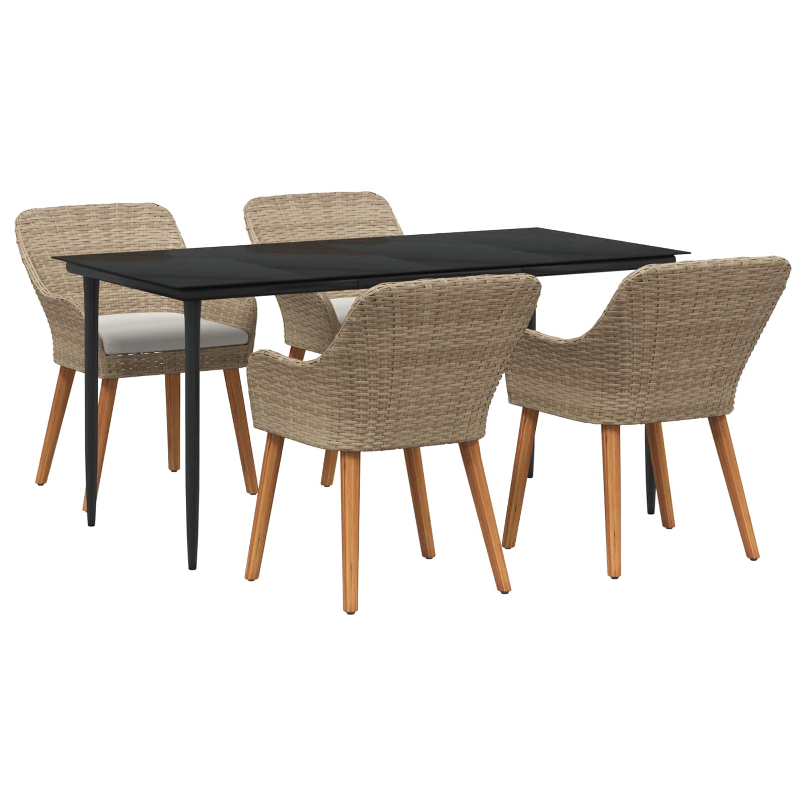 Conjunto de Comedor de Jardín 3 pcs Beige ratán sintético