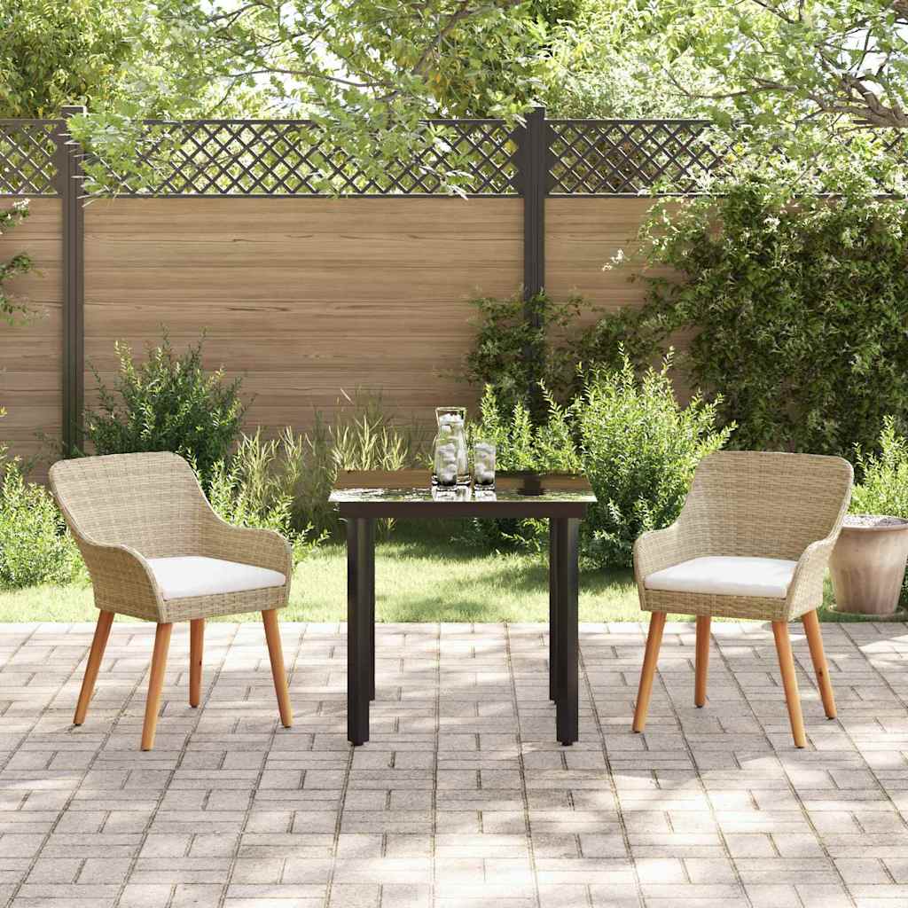 Conjunto de Comedor de Jardín 3 pcs Beige ratán sintético