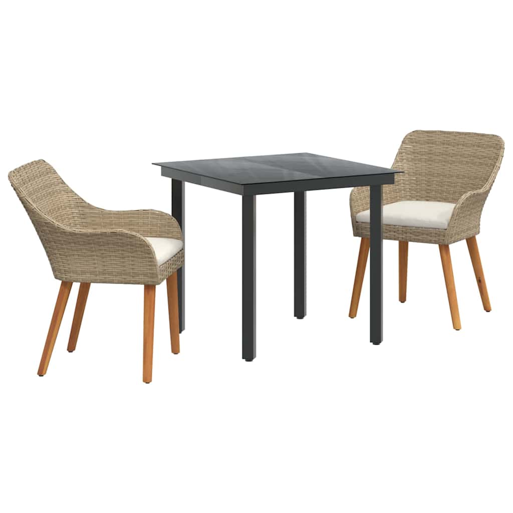 Conjunto de Comedor de Jardín 3 pcs Beige ratán sintético