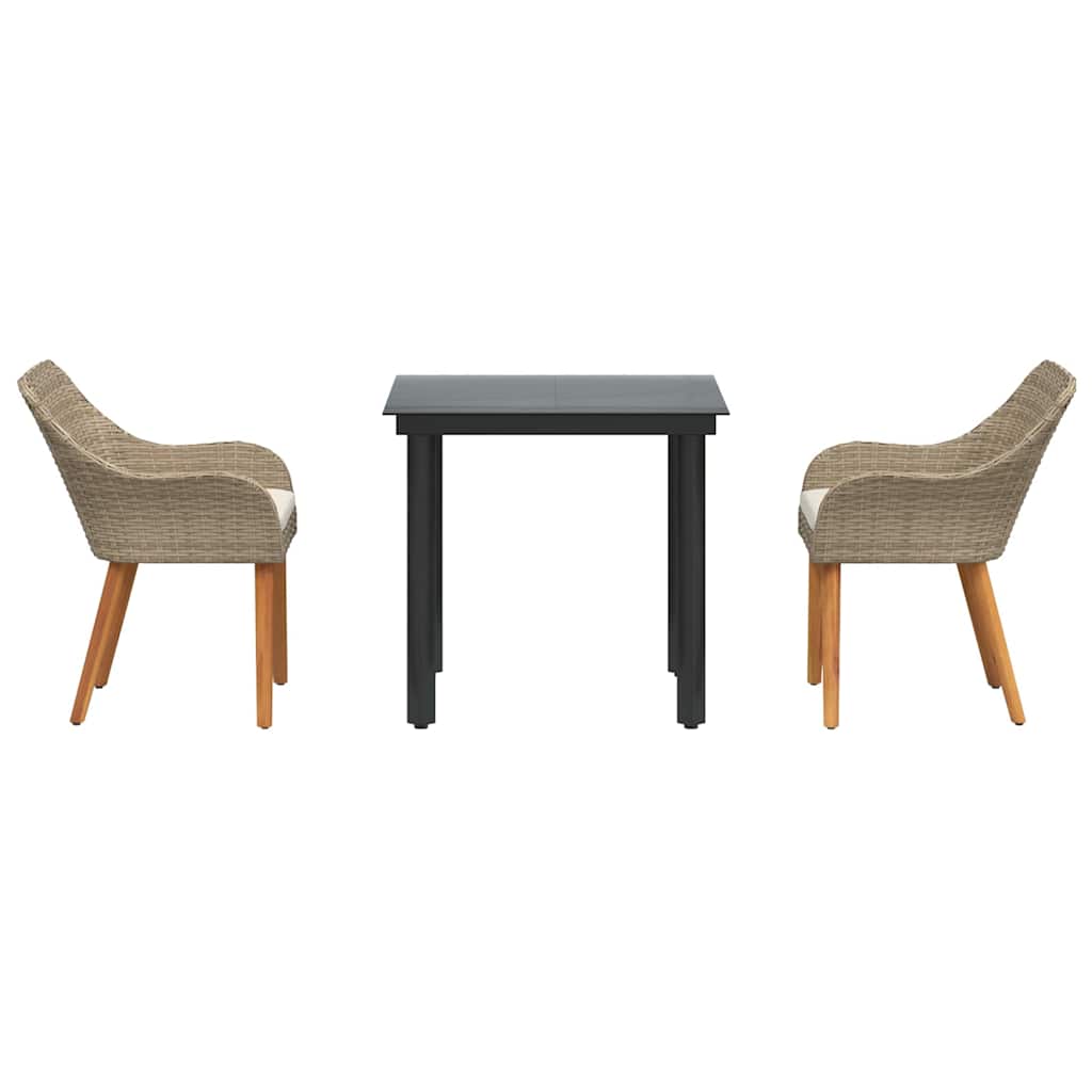 Conjunto de Comedor de Jardín 3 pcs Beige ratán sintético