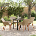 Conjunto de Comedor de Jardín 5 pcs Beige ratán sintético