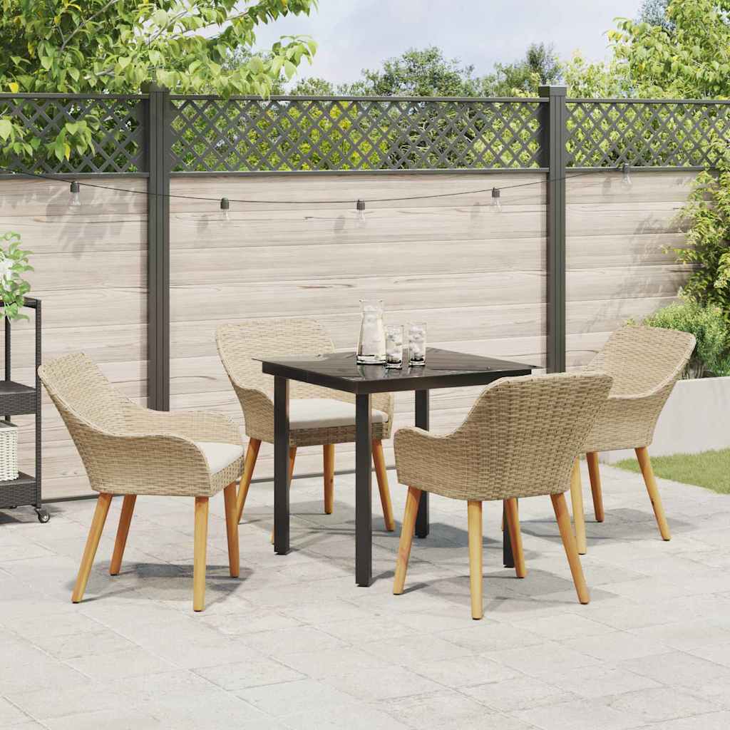 Conjunto de Comedor de Jardín 5 pcs Beige ratán sintético