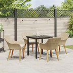 Conjunto de Comedor de Jardín 5 pcs Beige ratán sintético