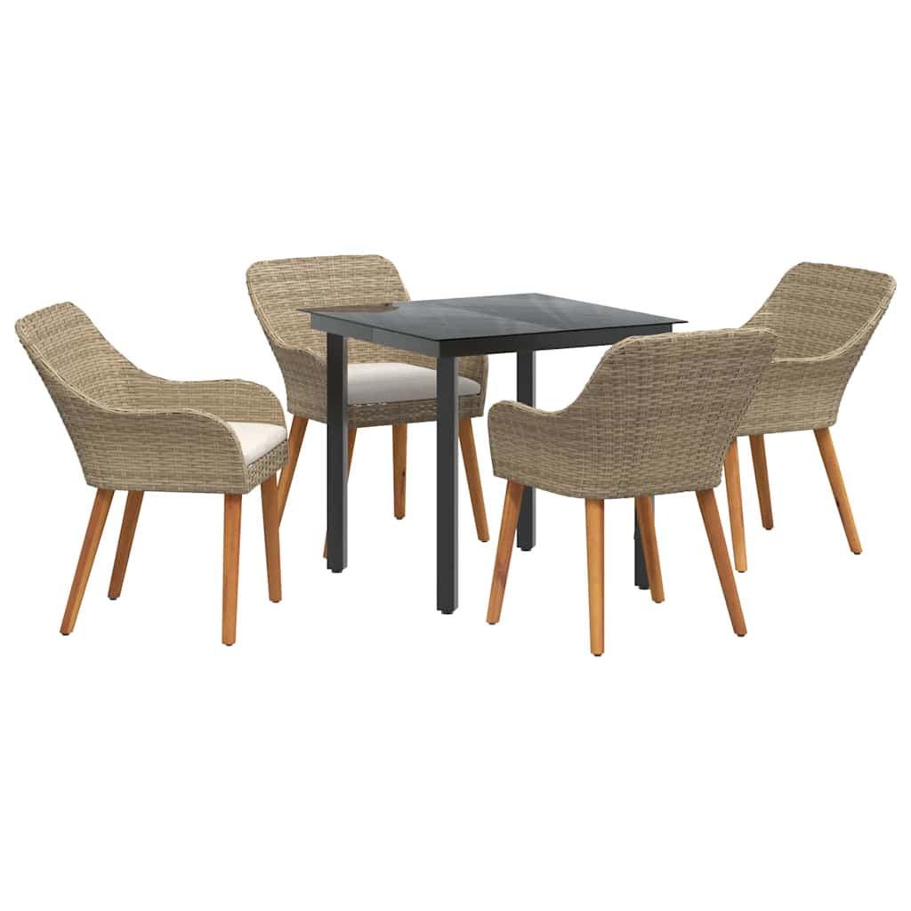 Conjunto de Comedor de Jardín 5 pcs Beige ratán sintético