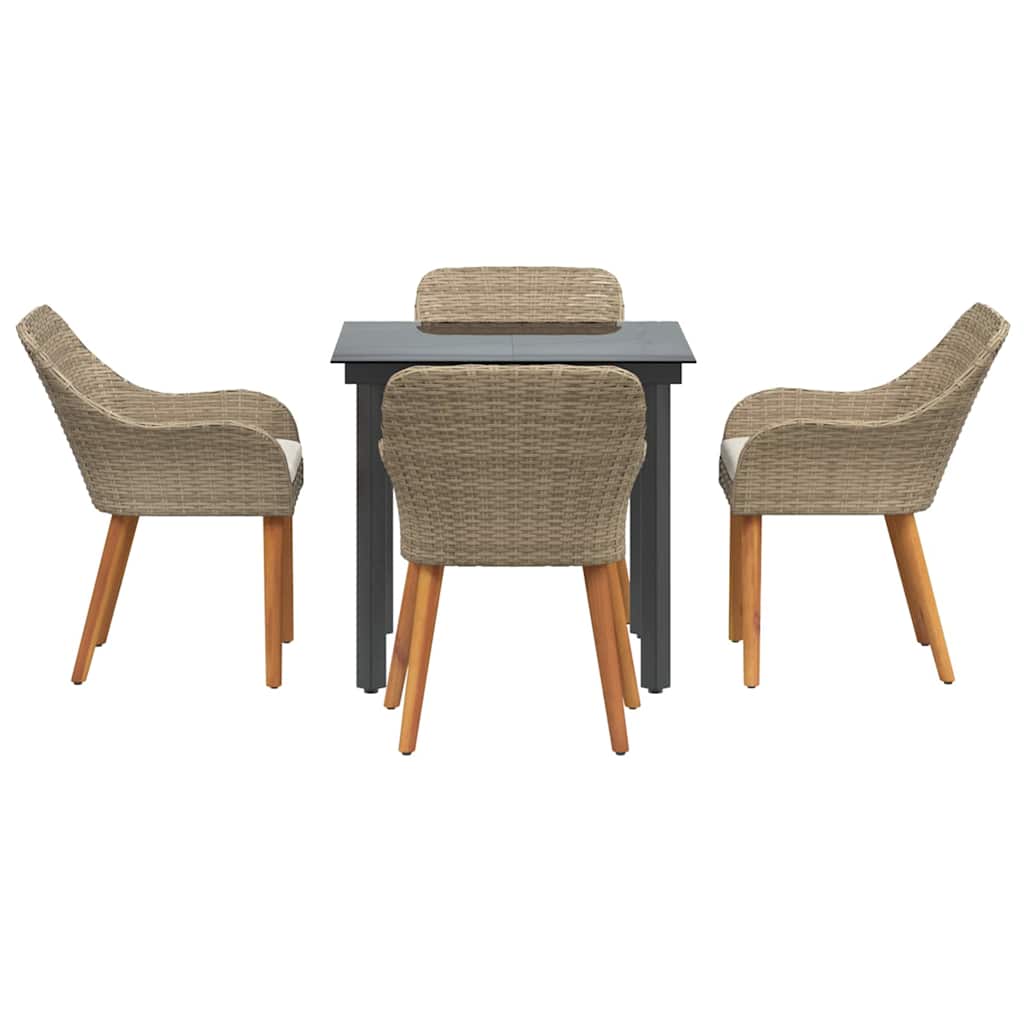 Conjunto de Comedor de Jardín 5 pcs Beige ratán sintético