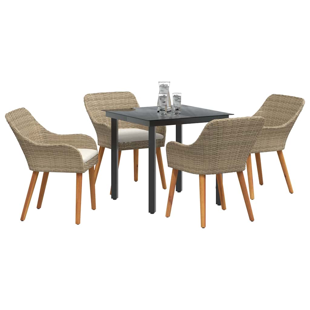 Conjunto de Comedor de Jardín 5 pcs Beige ratán sintético