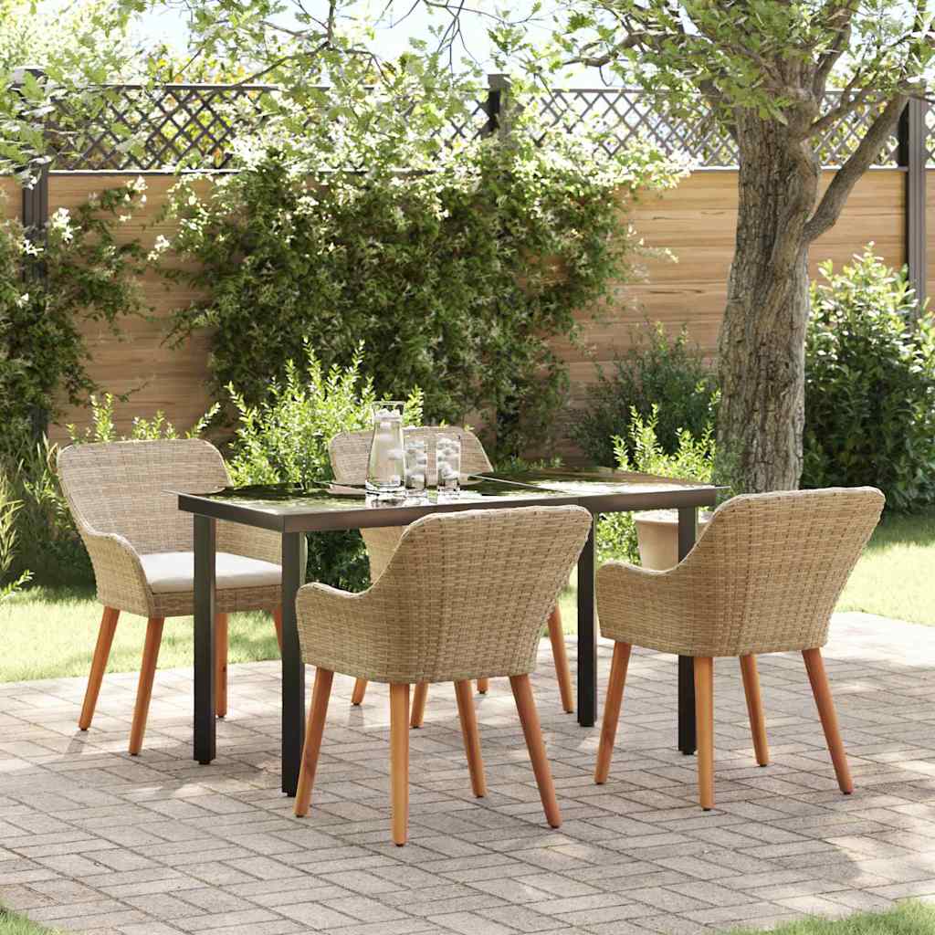 Conjunto de Comedor de Jardín 5 pcs Beige ratán sintético