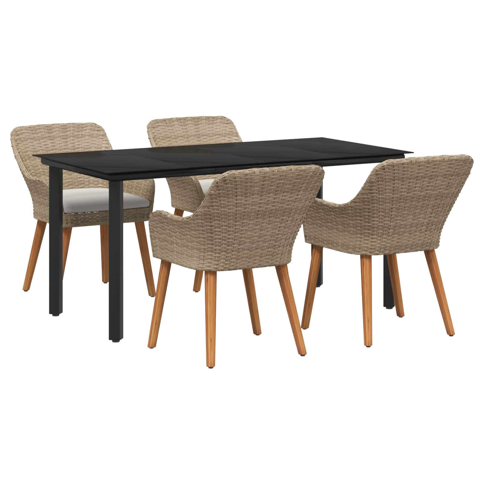 Conjunto de Comedor de Jardín 5 pcs Beige ratán sintético