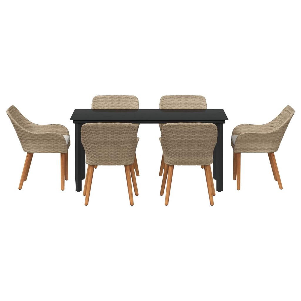 Conjunto de Comedor de Jardín 7 pcs Beige ratán sintético