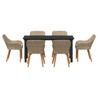 Conjunto de Comedor de Jardín 7 pcs Beige ratán sintético