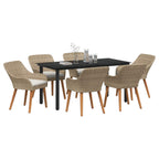 Conjunto de Comedor de Jardín 7 pcs Beige ratán sintético