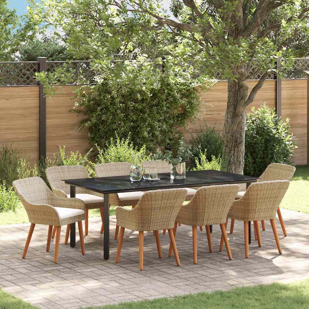 Conjunto de Comedor de Jardín 7 pcs Negro ratán sintético