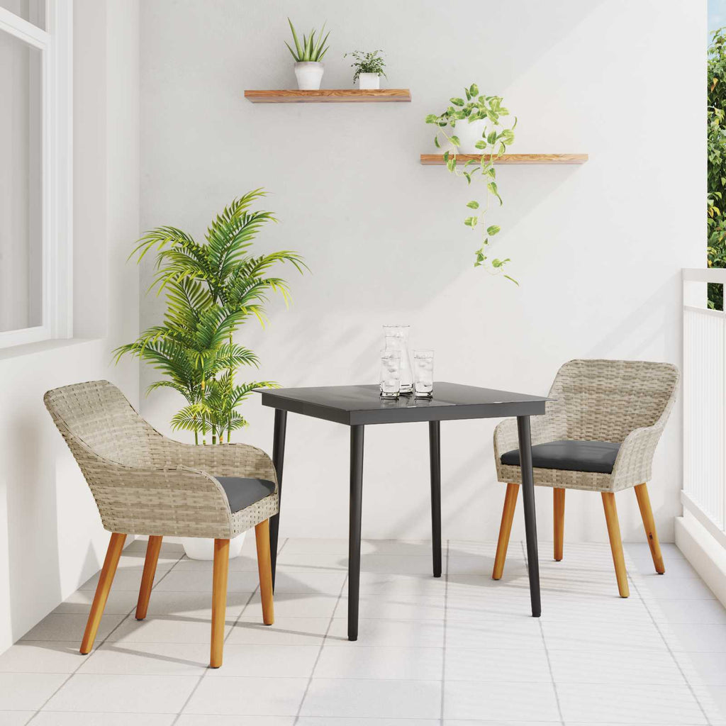 Conjunto de Comedor de Jardín 3 pcs Beige y Negro Ratán