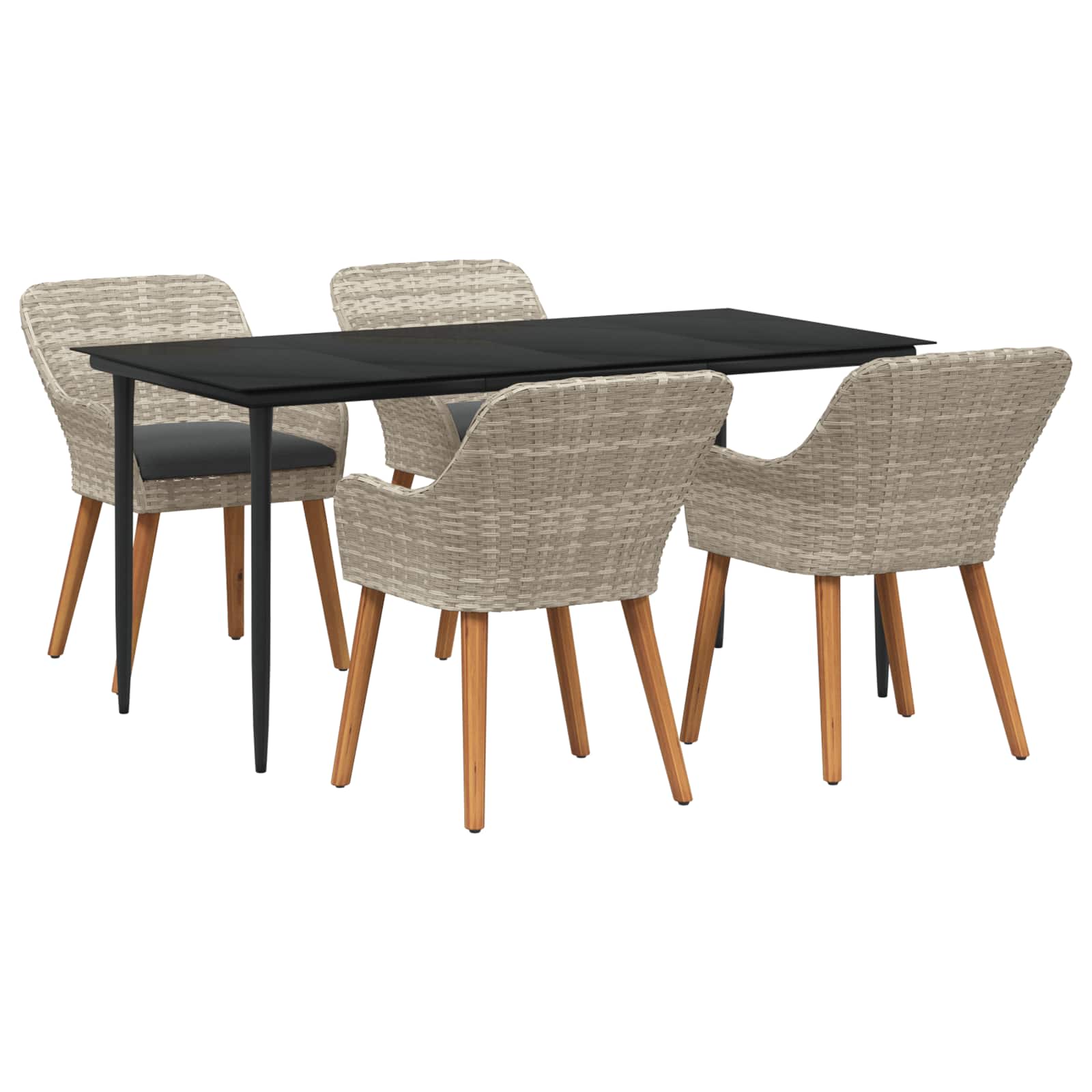 Conjunto de Comedor de Jardín 5 pcs Beige y Negro Ratán