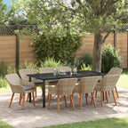 Conjunto de Comedor de Jardín 9 pcs Beige y Negro Ratán