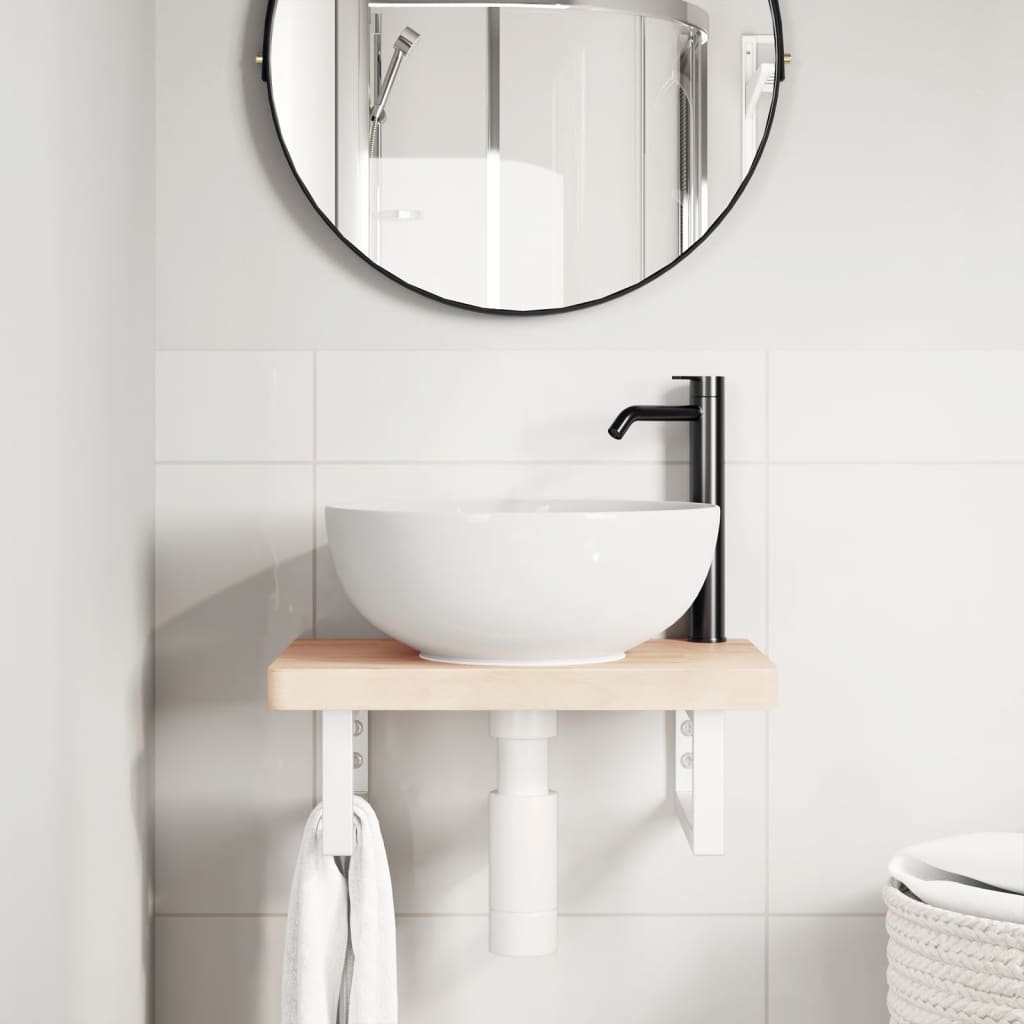 Soportes estante de lavabo 2 uds rectangular acero blanco