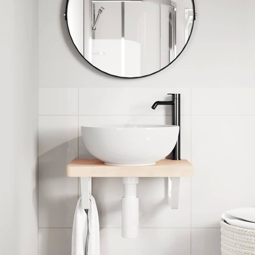 Soportes estante de lavabo 2 unidades trapecio acero blanco