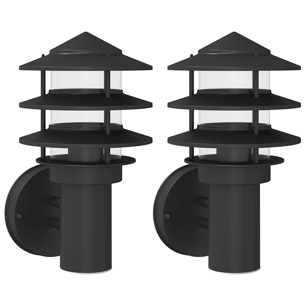 Apliques de exterior 2 unidades acero inoxidable negro