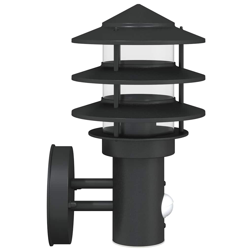 Aplique de exterior con sensor acero inoxidable negro