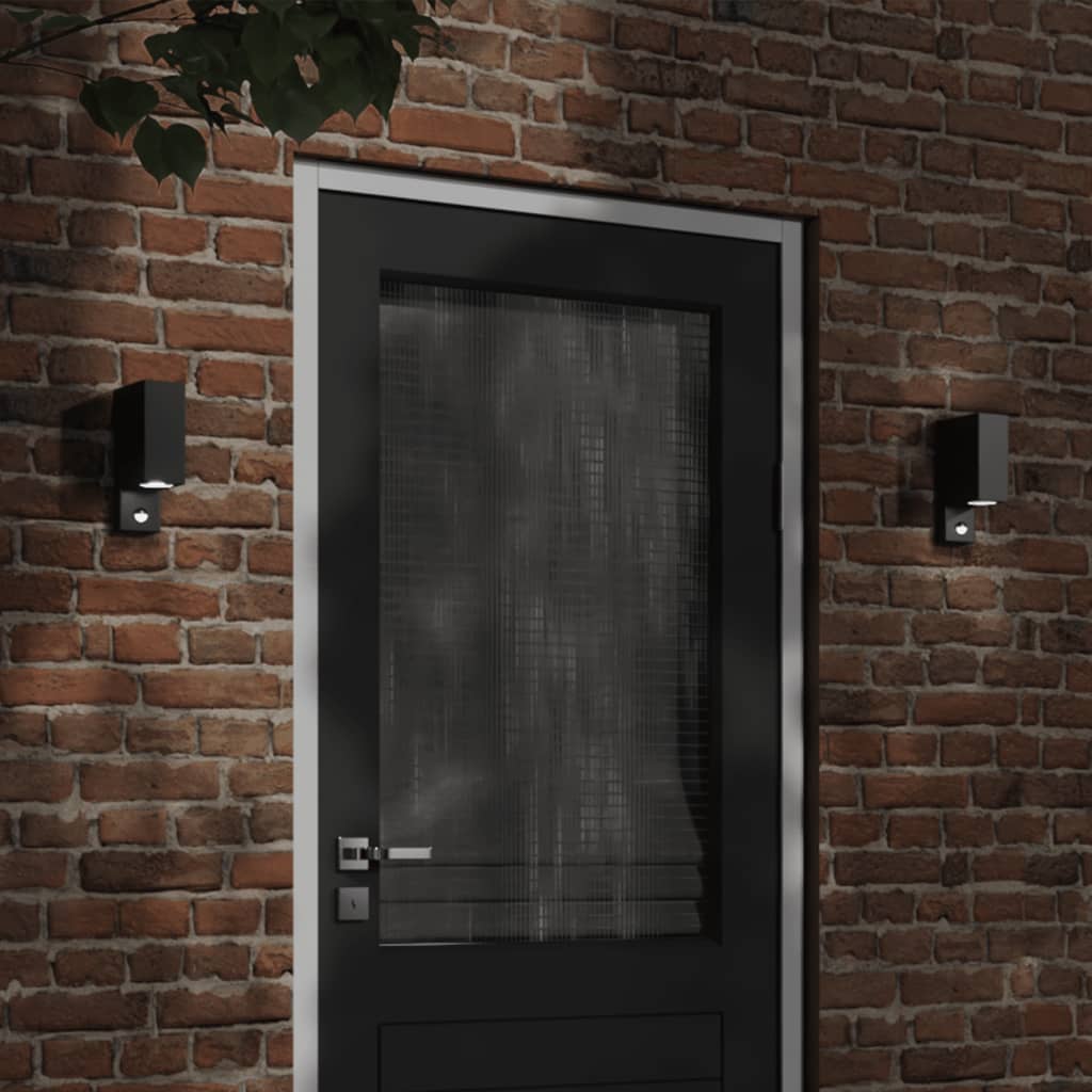 Aplique de exterior con sensor acero inoxidable negro