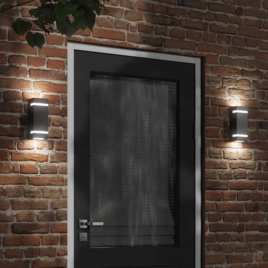 Apliques de exterior 2 unidades acero inoxidable negro