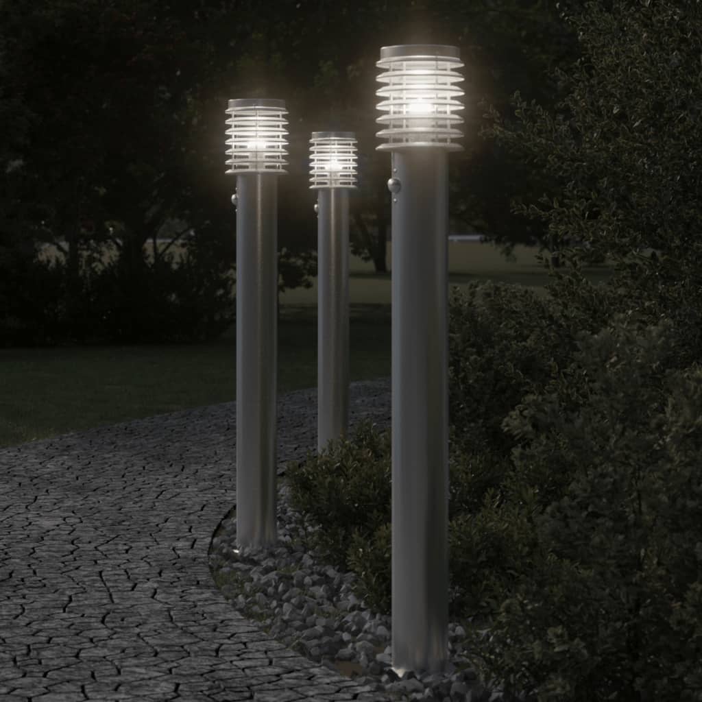 Lámparas de suelo de exterior con sensor acero inoxidable 110cm
