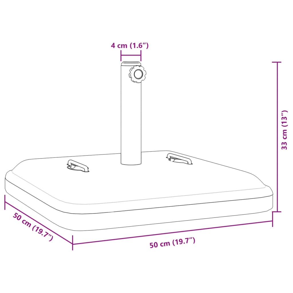 Base de sombrilla cuadrada con asas para palo Ø38/48 mm 27 kg