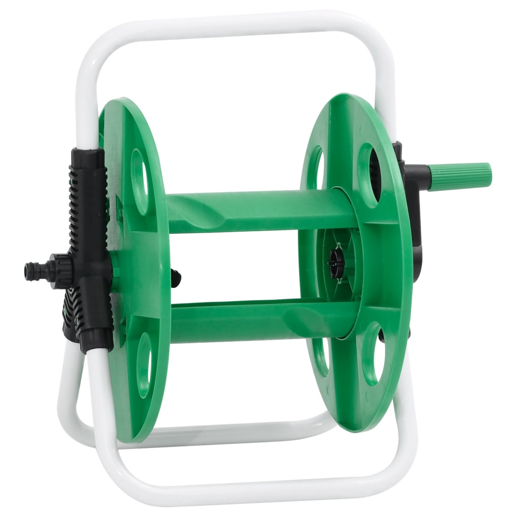 Carrete de rollo para manguera de pie acero verde 45 m 1/2"