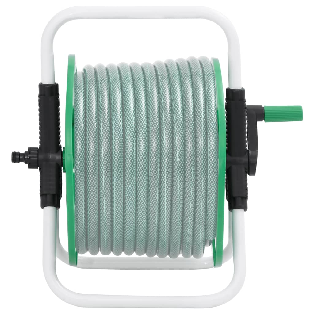 Carrete de rollo para manguera de pie acero verde 45 m 1/2"
