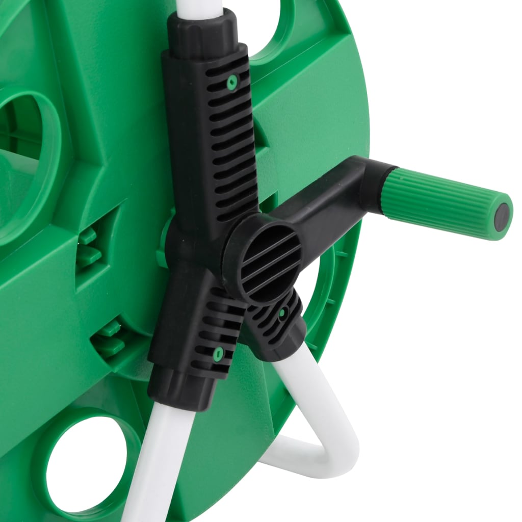 Carrete de rollo para manguera de pie acero verde 45 m 1/2"