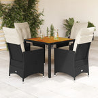 Juego comedor jardín 4 piezas con cojines ratán sintético negro