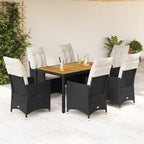 Juego comedor jardín 4 piezas con cojines ratán sintético negro