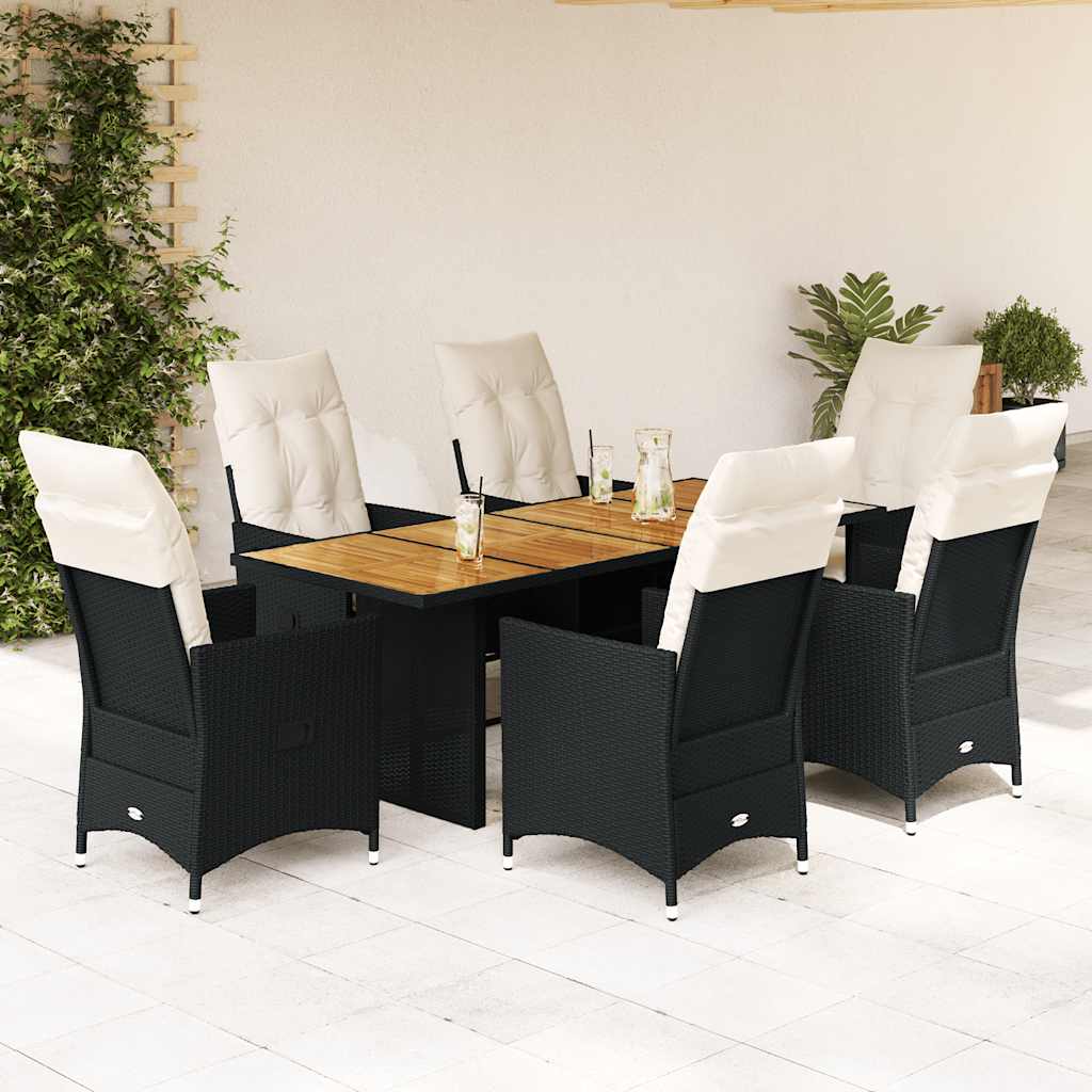 Juego de comedor para jardín 9 piezas textilene negro