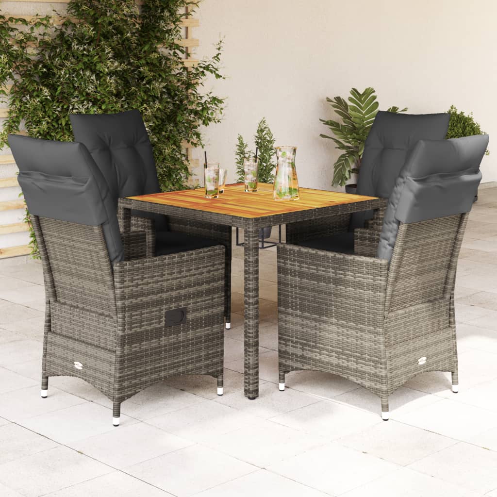 Juego de comedor para jardín 9 piezas textilene negro