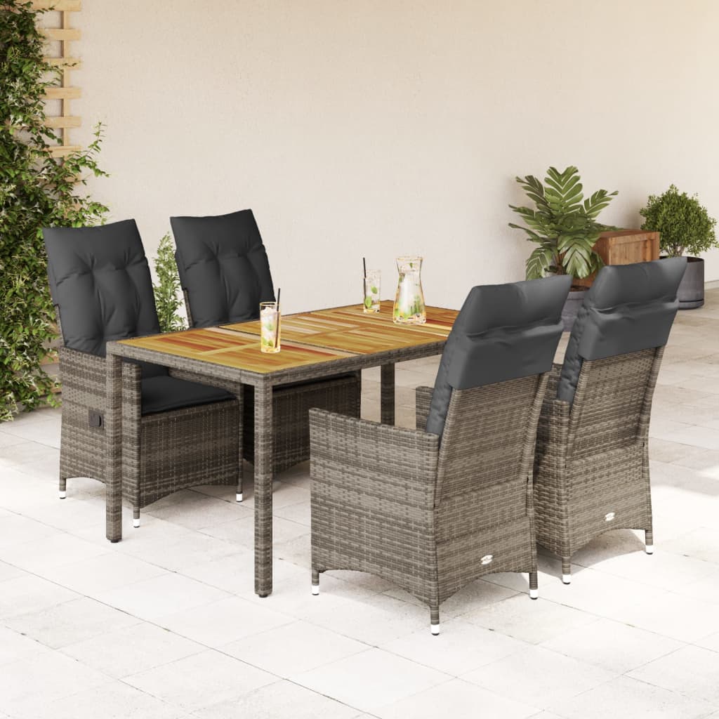 Juego de comedor para jardín 9 piezas textilene negro