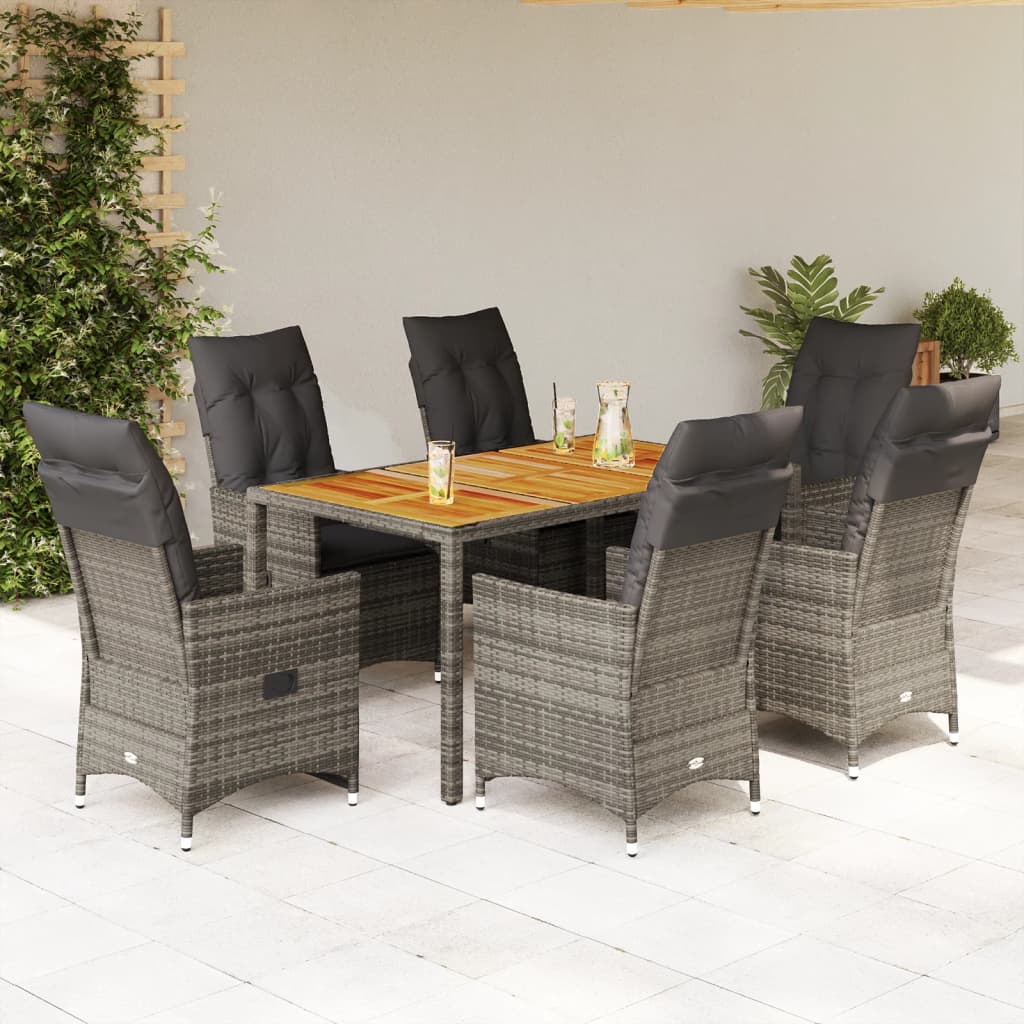Juego comedor jardín 4 piezas con cojines ratán sintético negro