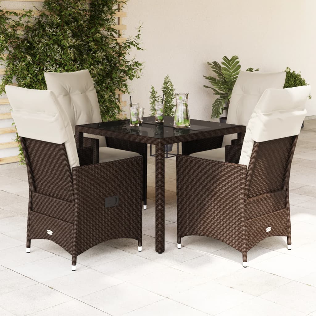 Juego de comedor para jardín 9 piezas textilene negro