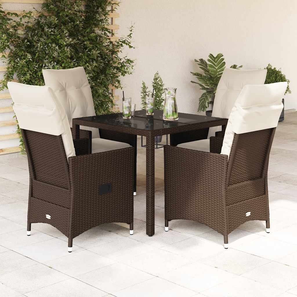 Juego comedor jardín 4 piezas con cojines ratán sintético negro