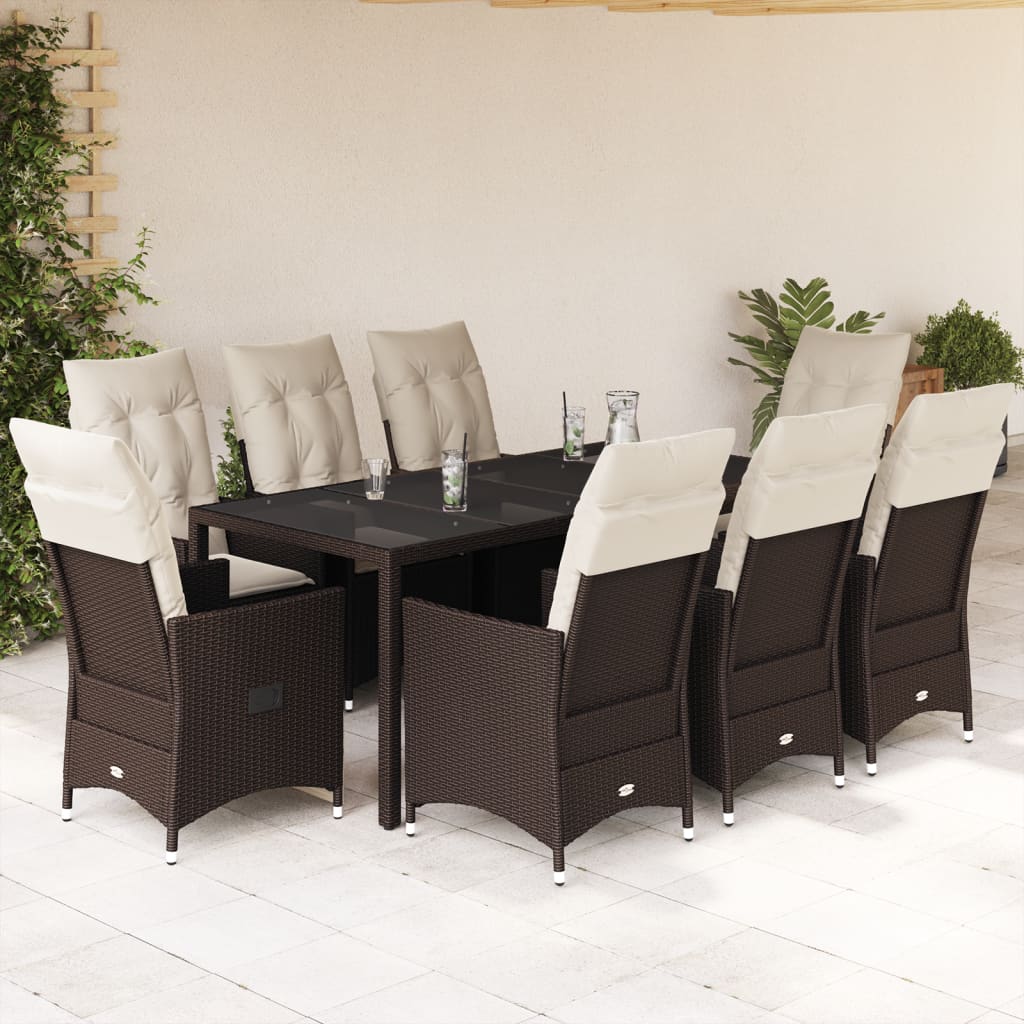 Juego comedor jardín 4 piezas con cojines ratán sintético negro