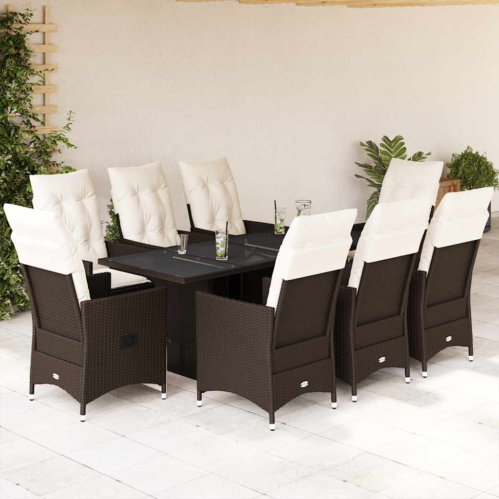 Juego comedor jardín 4 piezas con cojines ratán sintético negro