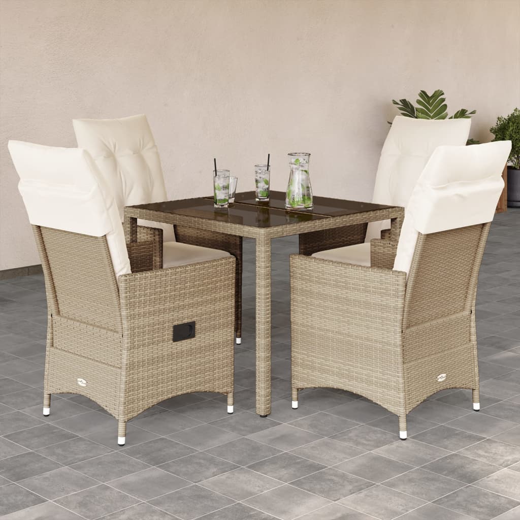 Juego de comedor para jardín 9 piezas textilene negro
