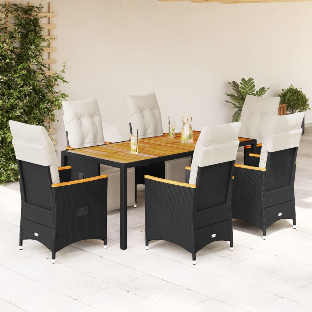 Juego de bistró plegable con cojines 5 pzas bambú blanco crema