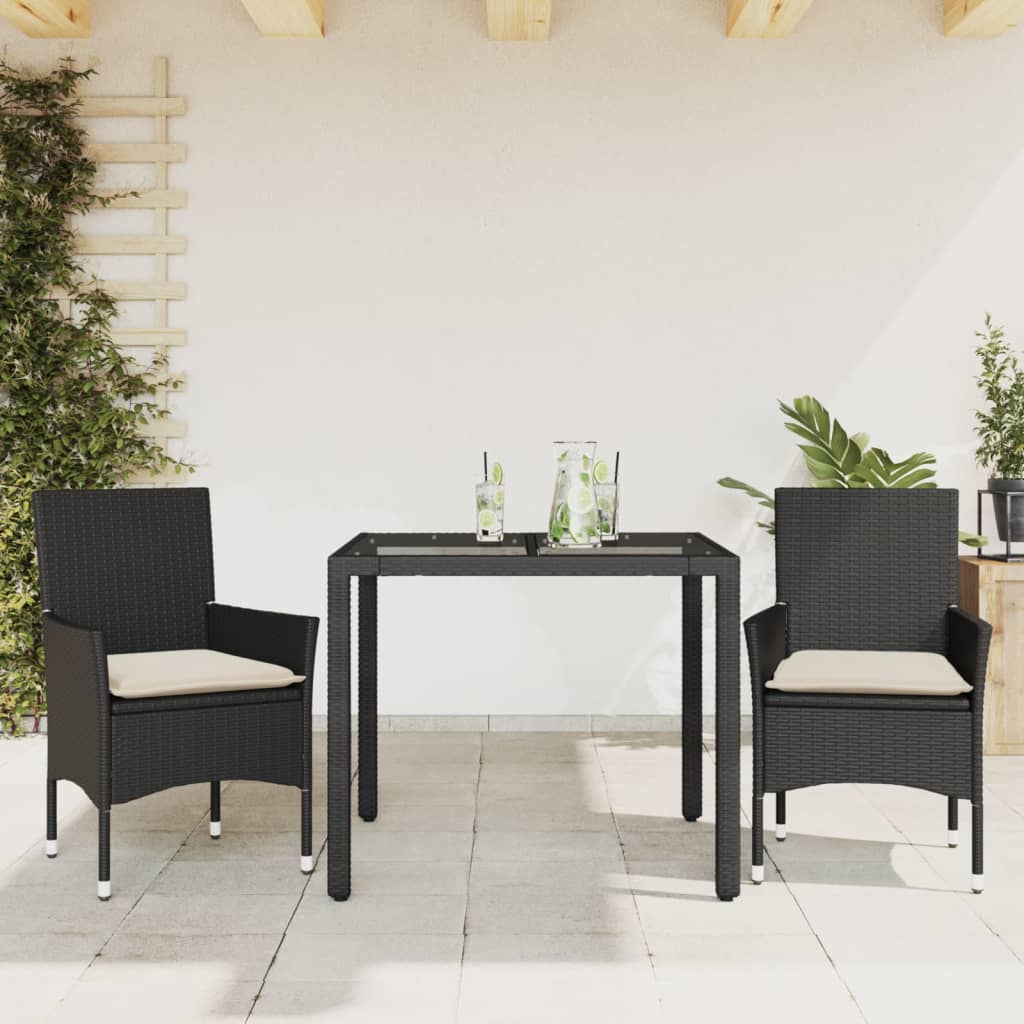 Juego de comedor para jardín 9 piezas textilene negro