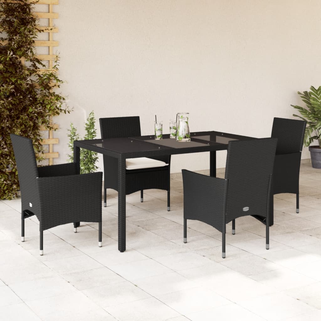 Juego de comedor para jardín 9 piezas textilene negro
