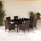 Juego de comedor de jardín 7 piezas ratán sintético negro