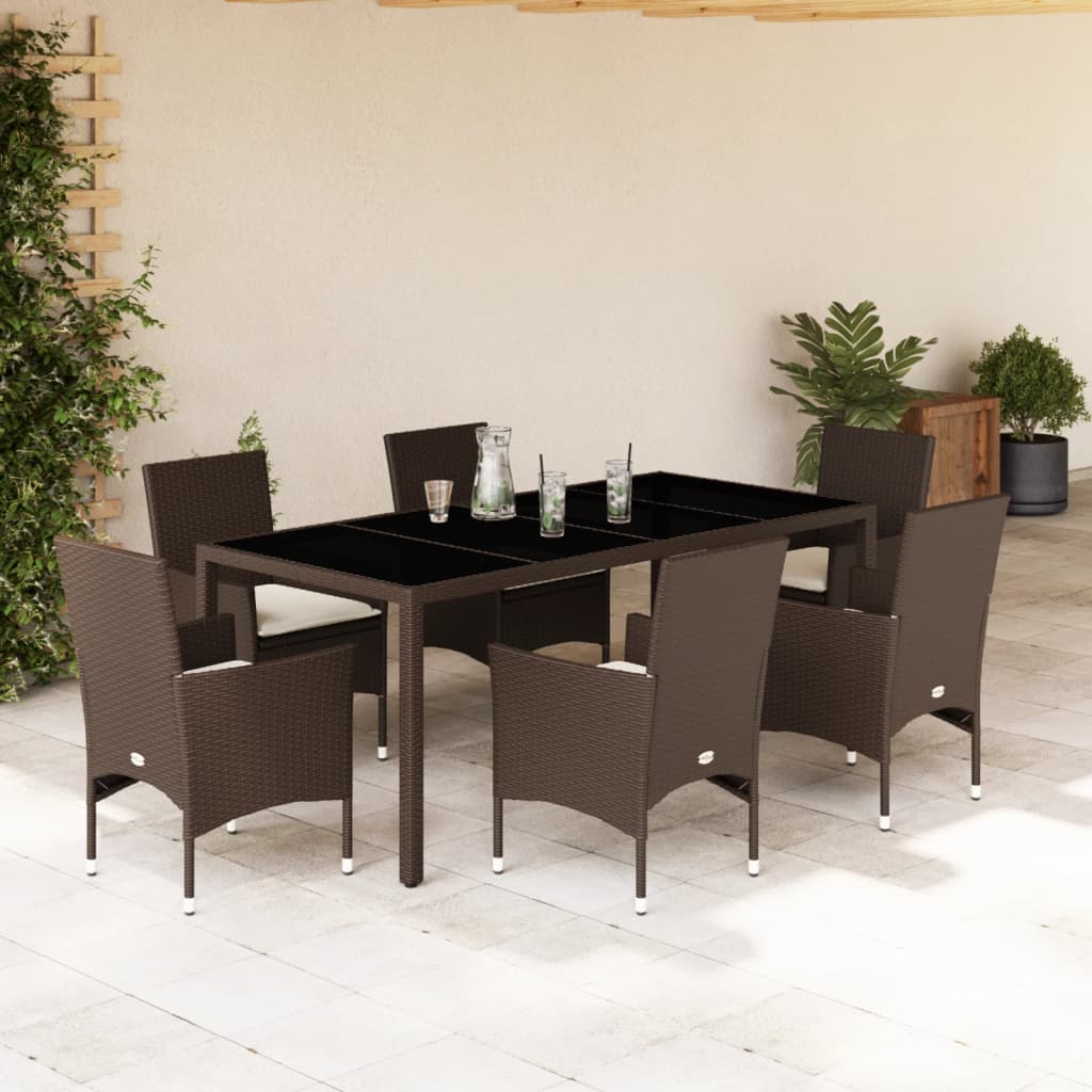 Juego de comedor de jardín 7 piezas ratán sintético negro