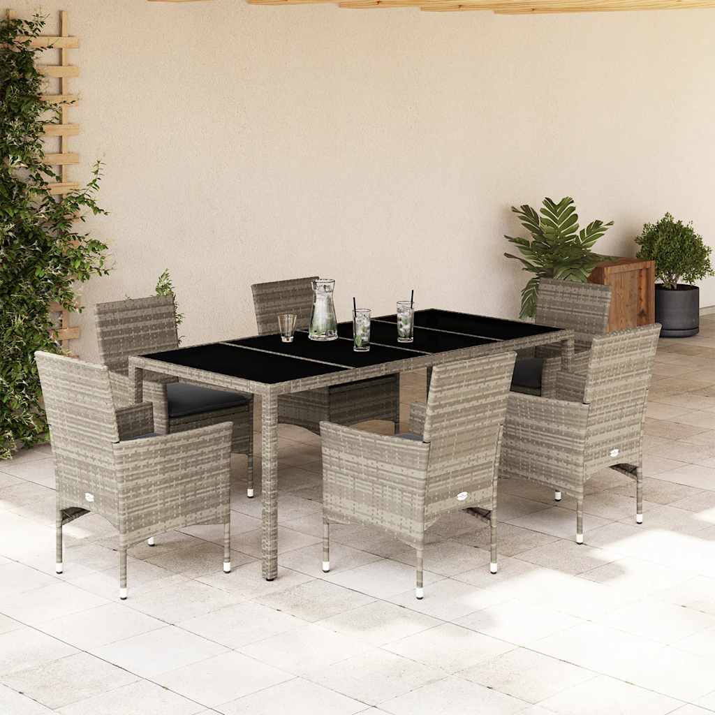 Set de comedor jardín 11 pzas con cojines ratán sintético negro