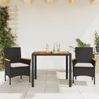 Set de comedor jardín 11 pzas con cojines ratán sintético negro